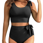 💥Last Day Special Sale 49% OFF🩱Double Tie Shoulder High Waist Tummy Control Bikini Set