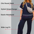 💖Limited Sale 49% OFF💖Women's Striped T-Shirt & Wide-Leg Joggers Set