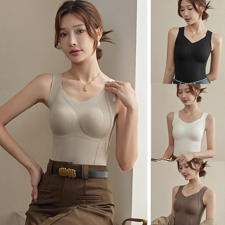 🔥 Cozy & Supported: Thickened Warm Tank Top with Shelf Bra! ❄️👙