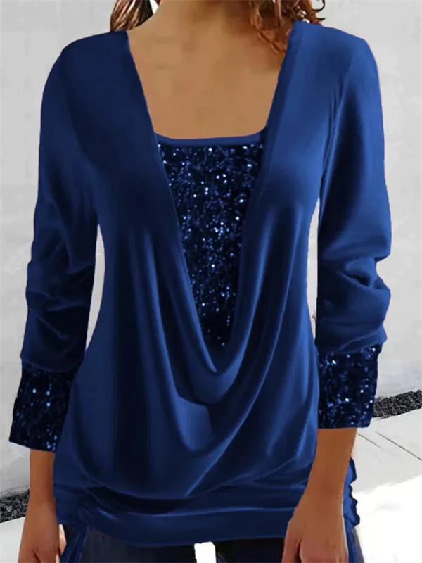💜LAST DAY PROMOTION - 49% OFF💜Sequin Loose Smocked Fake Two-Piece Top