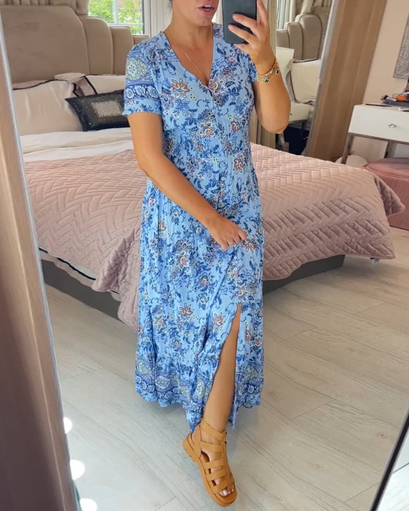 💃Hot Sale 50% OFF🔥 Floral Print V-neck Dress