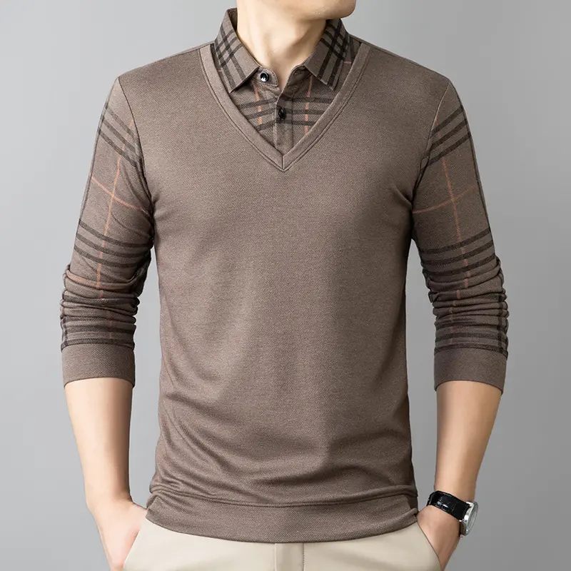 🔥 Men’s Lapel Faux Two-Piece Warm Top – Style & Warmth Combined! 🧥👔