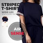 💖Limited Sale 49% OFF💖Women's Striped T-Shirt & Wide-Leg Joggers Set