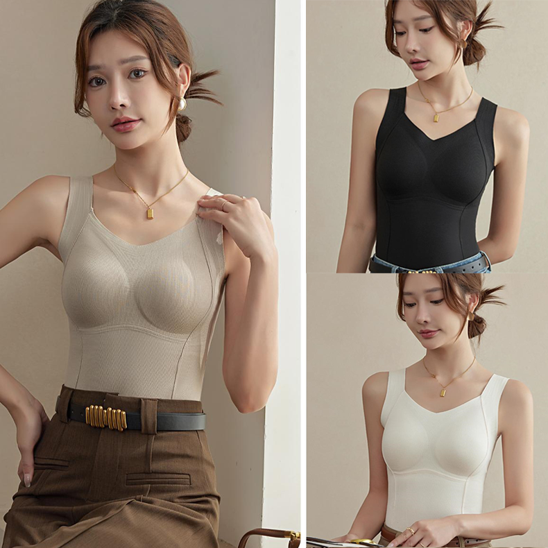 🔥 Cozy & Supported: Thickened Warm Tank Top with Shelf Bra! ❄️👙