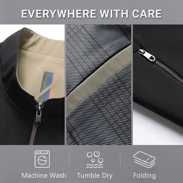👑Casual jacket with stand-up collar and zip fastening for men