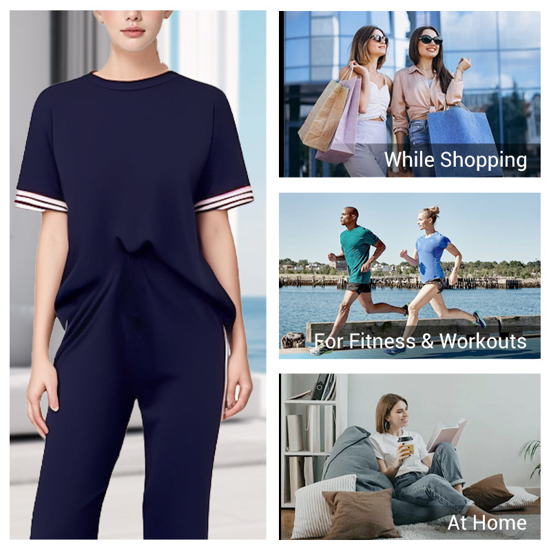 💖Limited Sale 49% OFF💖Women's Striped T-Shirt & Wide-Leg Joggers Set