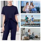 💖Limited Sale 49% OFF💖Women's Striped T-Shirt & Wide-Leg Joggers Set