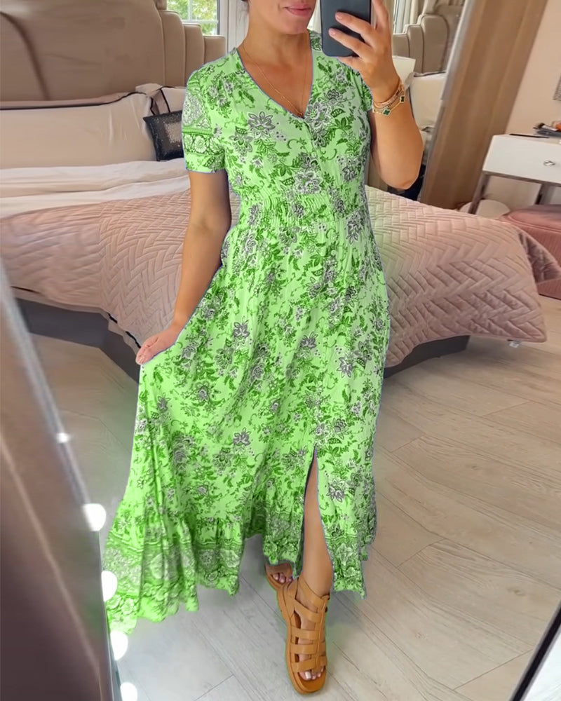 💃Hot Sale 50% OFF🔥 Floral Print V-neck Dress