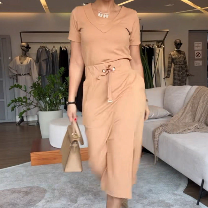 💞Women's V-Neck Top and Skirt Set💃