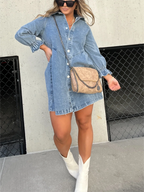 Pre-Sale>>🔥Christmas Sale 49% Off👉2025 New Washed Denim Puff Sleeve Dress (Buy 2 Get 10% OFF)