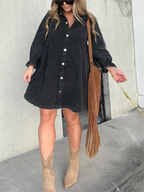 Pre-Sale>>🔥Christmas Sale 49% Off👉2025 New Washed Denim Puff Sleeve Dress (Buy 2 Get 10% OFF)