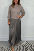 💖 Women's Solid Color Long Sleeve Jumper & Pleated Bottom Dress💖