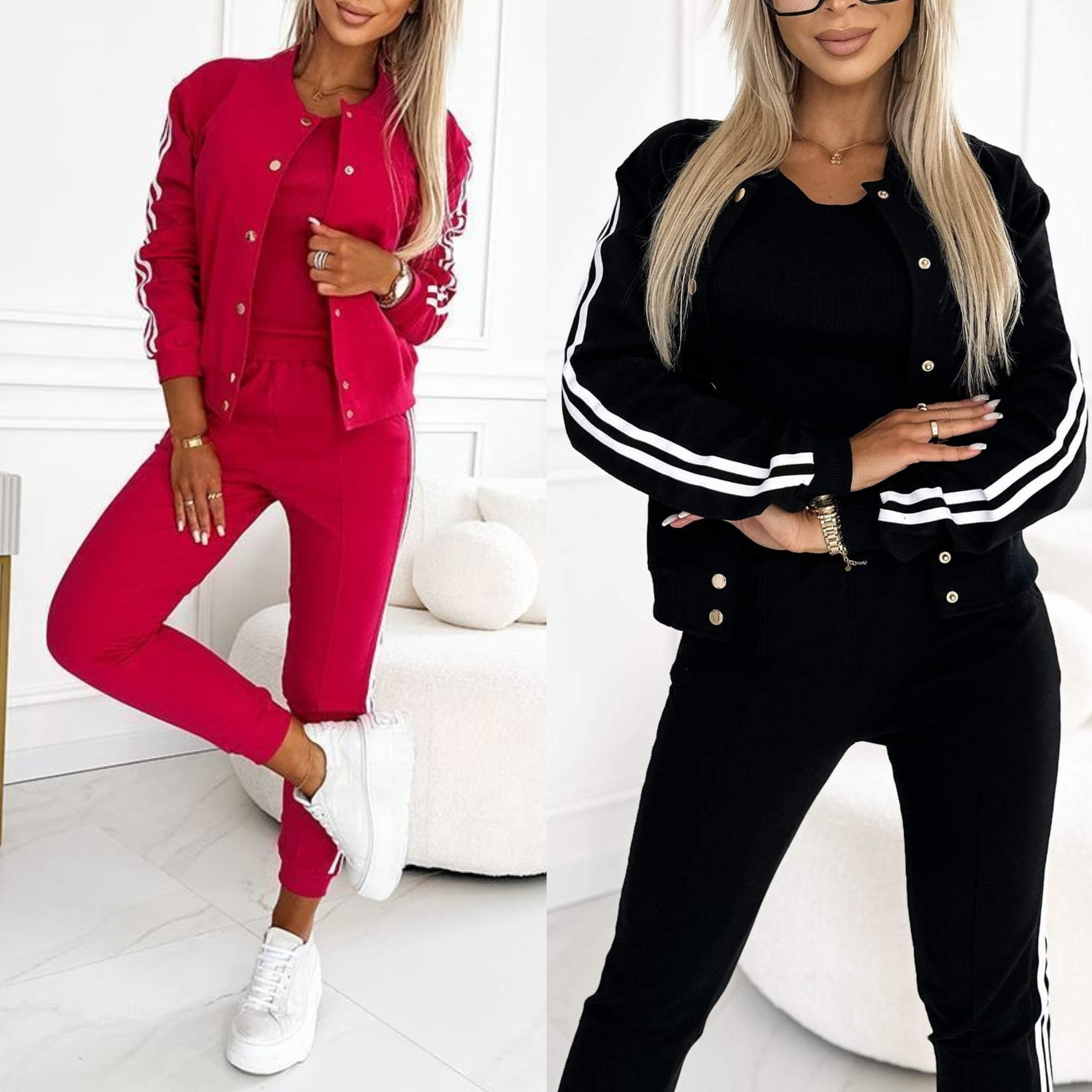🔥Women's three-piece baseball jacket and pants set