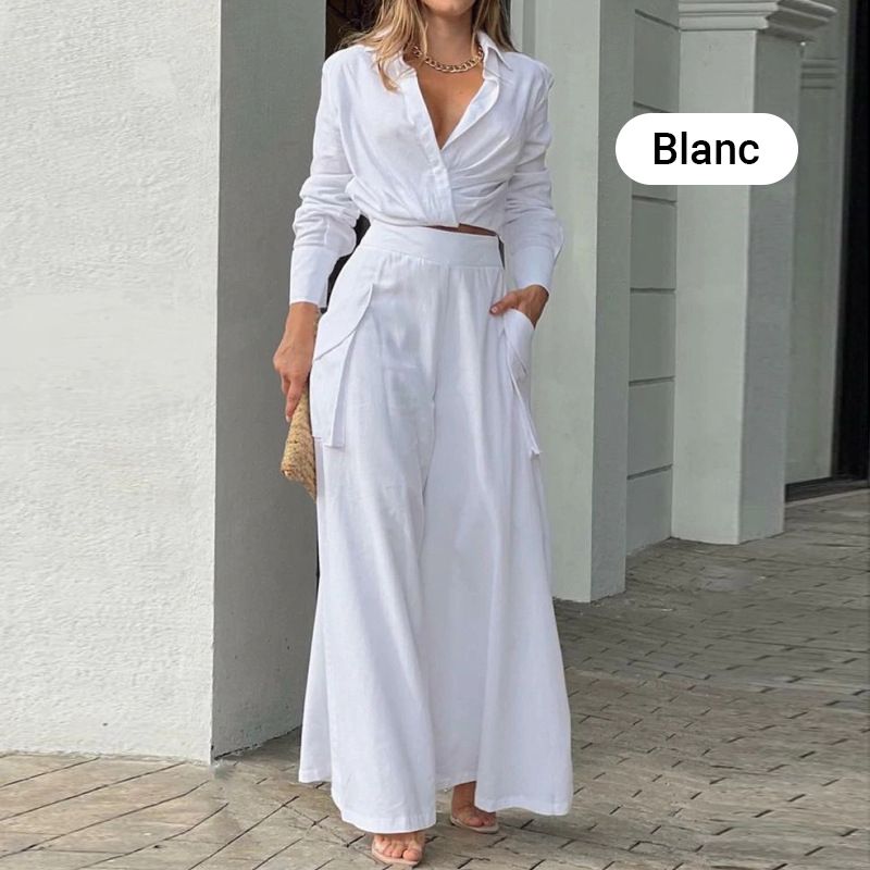 🏖️Summer Hot Sale 49% OFF🌼Elegant two-piece set: long-sleeved top with cuffs and high-waisted pants