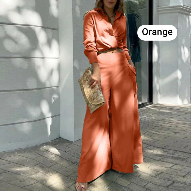 🏖️Summer Hot Sale 49% OFF🌼Elegant two-piece set: long-sleeved top with cuffs and high-waisted pants