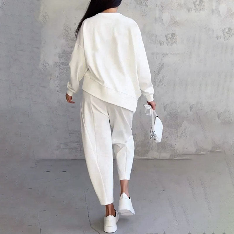 ⏰ Now only 50% off!🔥Round-Neck Long-Sleeved Top ＆ Pants 2-Piece Set | Wrinkle-Free & Breathable |