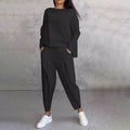 ⏰ Now only 50% off!🔥Round-Neck Long-Sleeved Top ＆ Pants 2-Piece Set | Wrinkle-Free & Breathable |