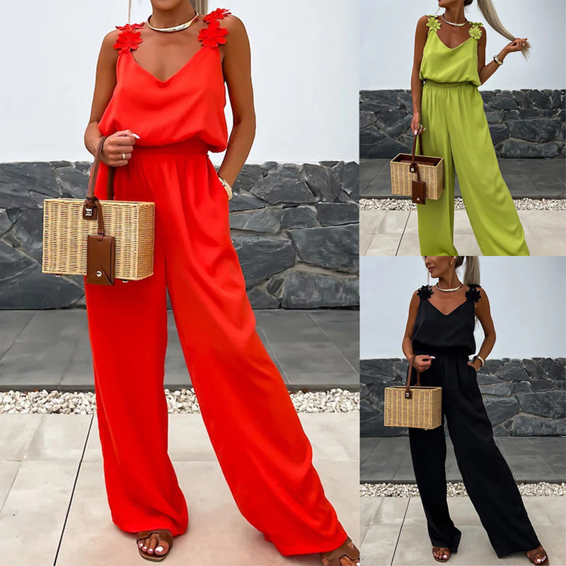 💕Limited Sale 49% OFF💕Women's Sleeveless Wide Leg Jumpsuit
