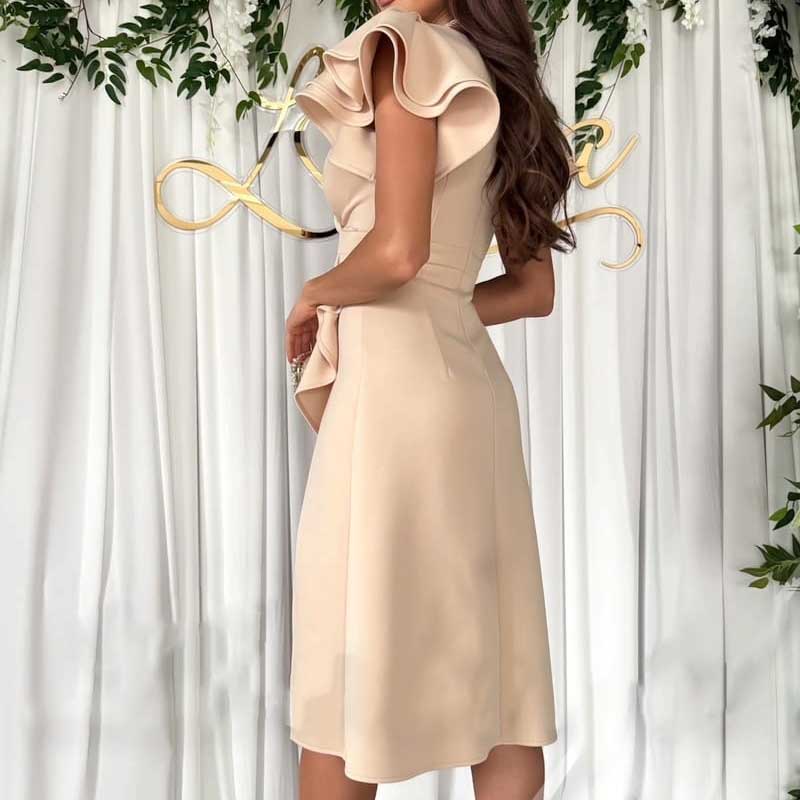 🎉Order now and save 49%🎁Sexy short sleeve dress with ruffled V neck