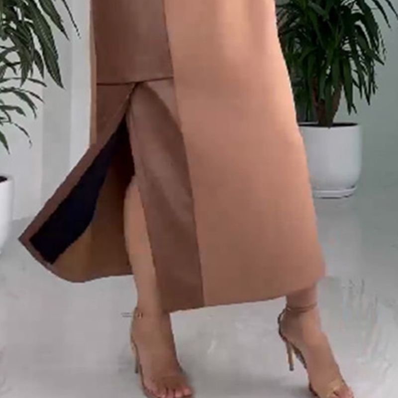 🍂Autumn Sale-50% Off💥Women's Casual Loose Leather Patchwork Dress with Pockets