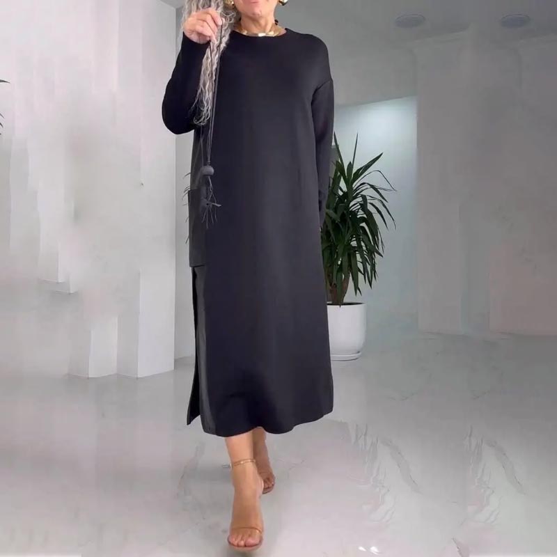 🍂Autumn Sale-50% Off💥Women's Casual Loose Leather Patchwork Dress with Pockets