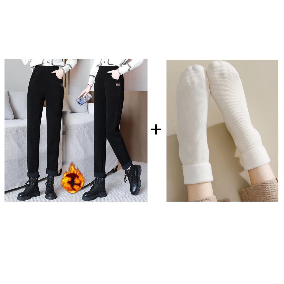 ⏳Women's High-waist Warm Faux Fleece-lined Pants