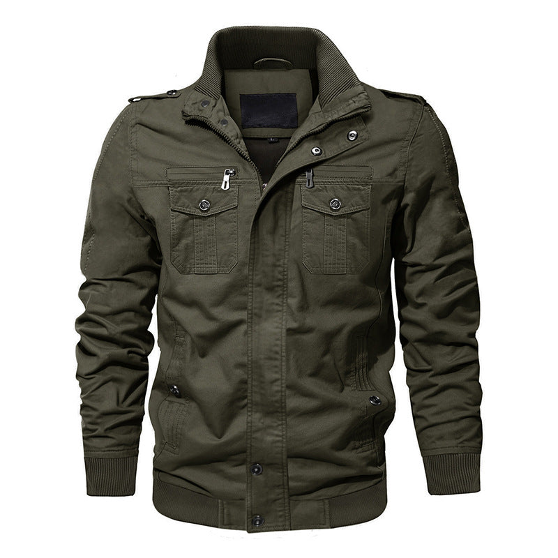 💥Exceptionally high quality-Men's Military Stand Collar Zipper Jacket