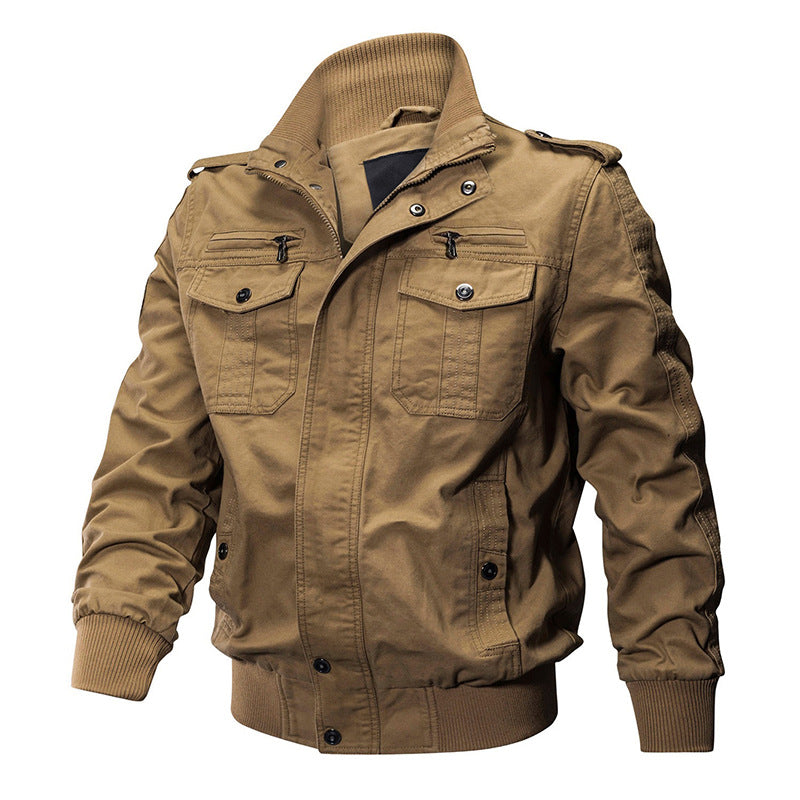 💥Exceptionally high quality-Men's Military Stand Collar Zipper Jacket