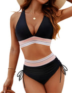 ⏰ Now only 50% off!💥-👙High Waisted Tummy Control Color Block Bikini Sets