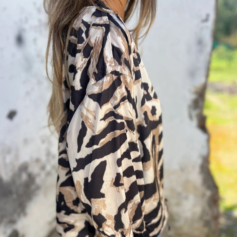 🎉Hot Sale 49% OFF🎉 Women's Fall Zebra Print Zipper Bomber Jacket