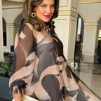 💓HOT SALE 49% OFF💥Round Neck Long Sleeve Printed Flowy Dress