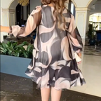 💓HOT SALE 49% OFF💥Round Neck Long Sleeve Printed Flowy Dress