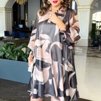 💓HOT SALE 49% OFF💥Round Neck Long Sleeve Printed Flowy Dress