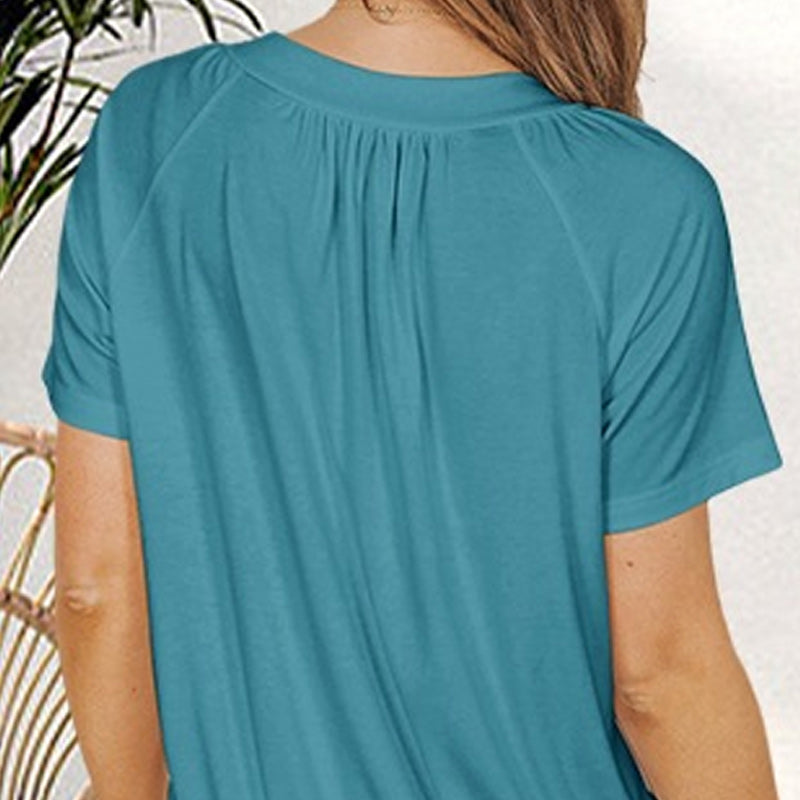 ✨Women's Casual Pleated V-Neck Short-Sleeve Top
