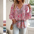 💖LAST DAY SALE 49% OFF💖Women's Fashion Printed v-Neck Long Sleeve Shirt