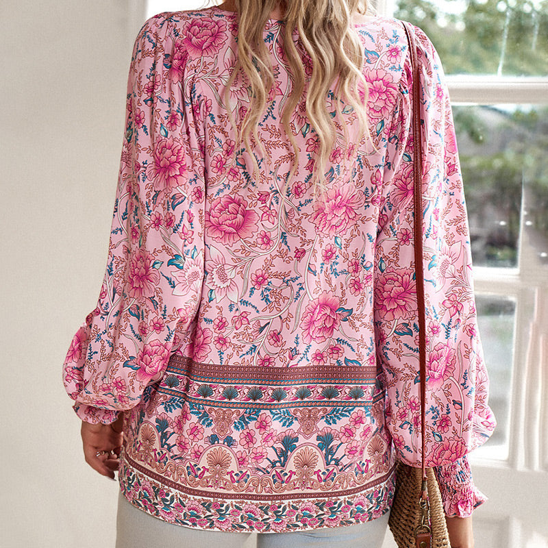 💖LAST DAY SALE 49% OFF💖Women's Fashion Printed v-Neck Long Sleeve Shirt
