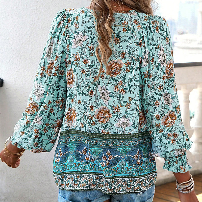 💖LAST DAY SALE 49% OFF💖Women's Fashion Printed v-Neck Long Sleeve Shirt