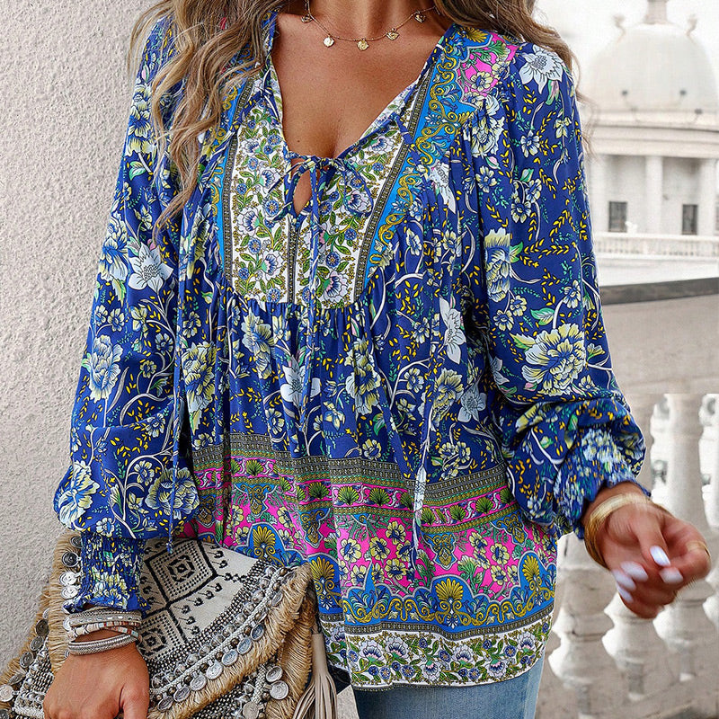 💖LAST DAY SALE 49% OFF💖Women's Fashion Printed v-Neck Long Sleeve Shirt