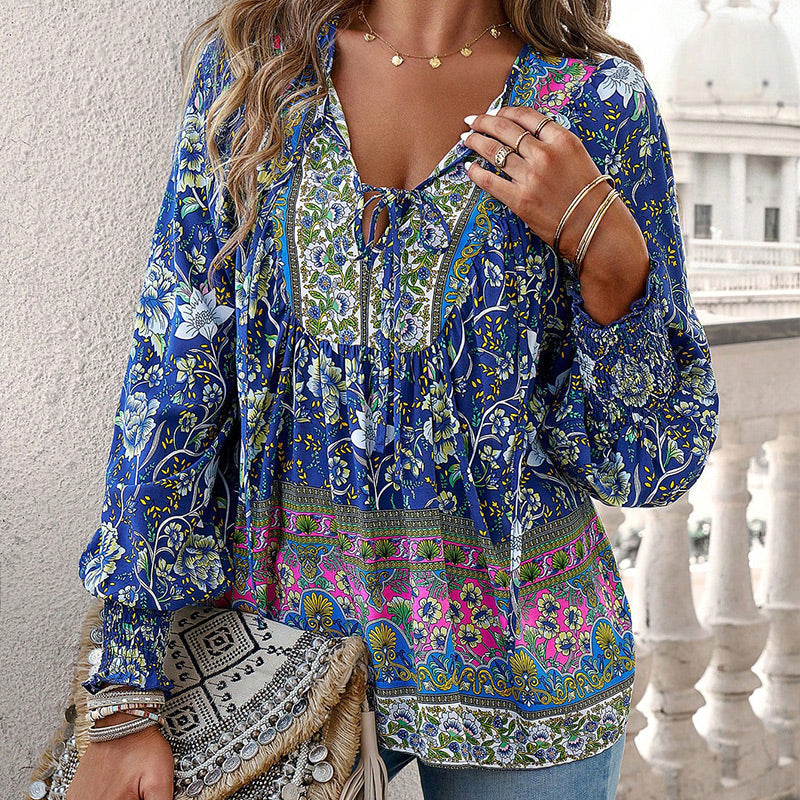 💖LAST DAY SALE 49% OFF💖Women's Fashion Printed v-Neck Long Sleeve Shirt