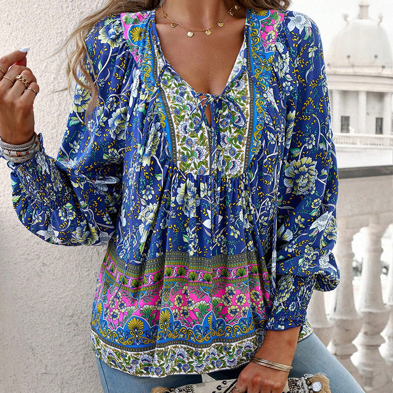 💖LAST DAY SALE 49% OFF💖Women's Fashion Printed v-Neck Long Sleeve Shirt