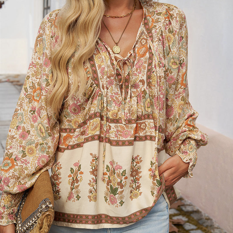 💖LAST DAY SALE 49% OFF💖Women's Fashion Printed v-Neck Long Sleeve Shirt