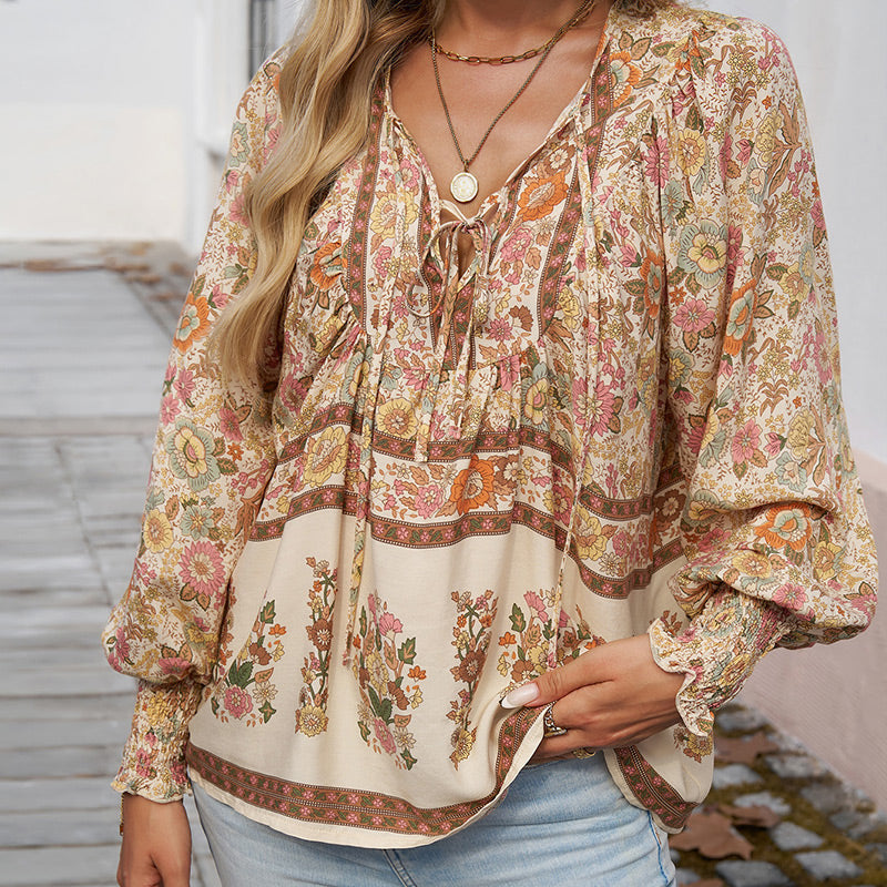 💖LAST DAY SALE 49% OFF💖Women's Fashion Printed v-Neck Long Sleeve Shirt
