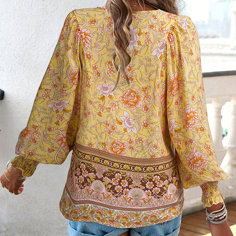 💖LAST DAY SALE 49% OFF💖Women's Fashion Printed v-Neck Long Sleeve Shirt