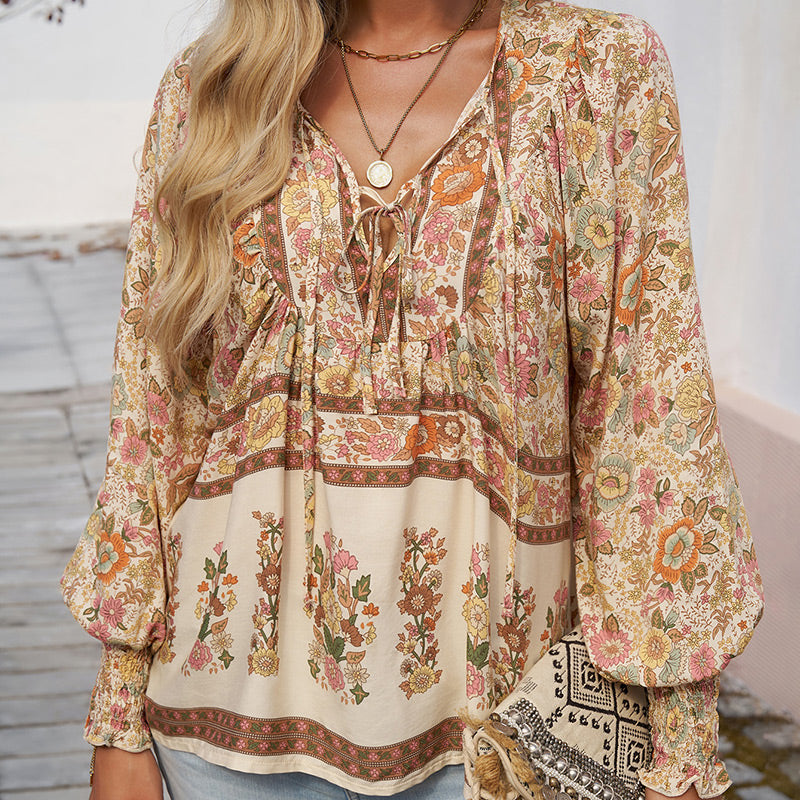 💖LAST DAY SALE 49% OFF💖Women's Fashion Printed v-Neck Long Sleeve Shirt