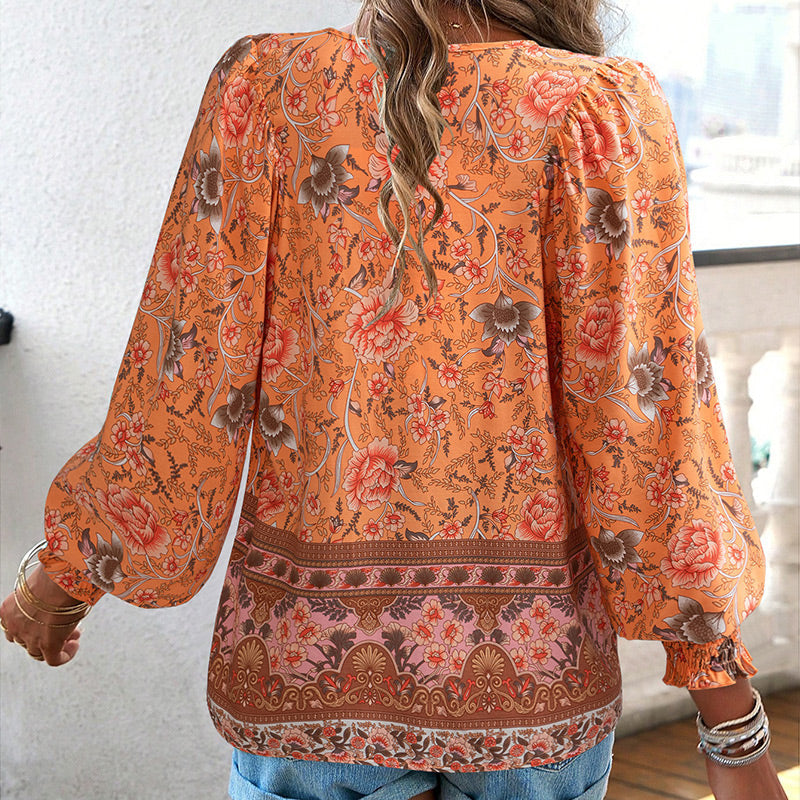 💖LAST DAY SALE 49% OFF💖Women's Fashion Printed v-Neck Long Sleeve Shirt