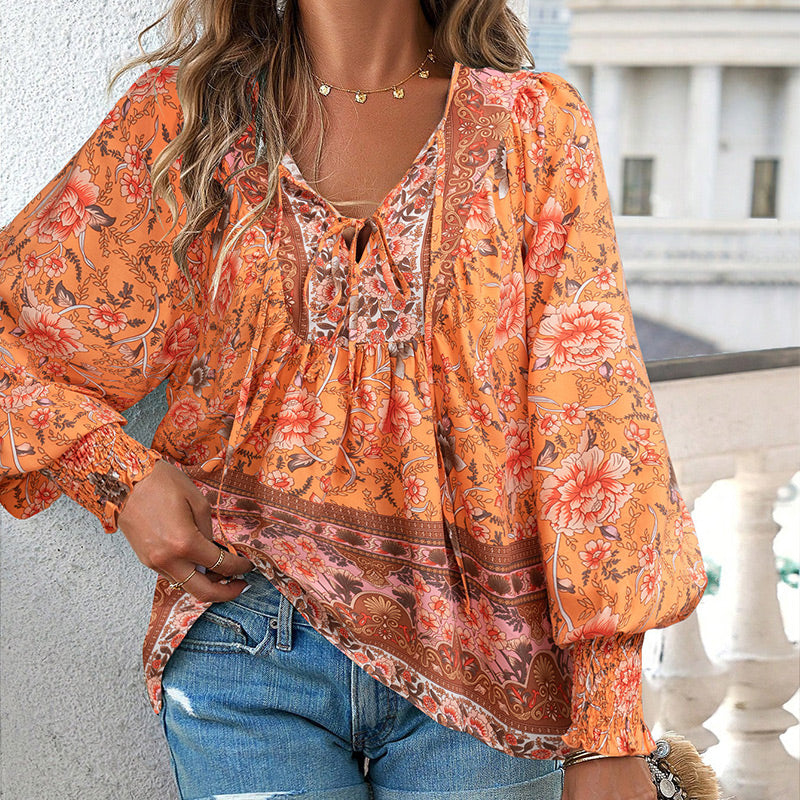 💖LAST DAY SALE 49% OFF💖Women's Fashion Printed v-Neck Long Sleeve Shirt