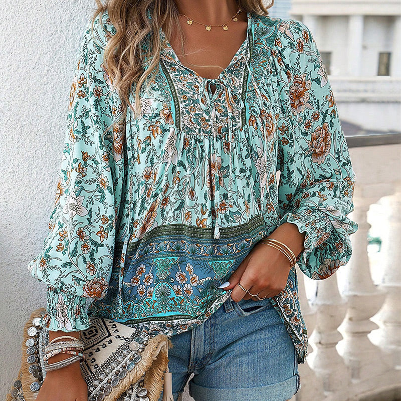 💖LAST DAY SALE 49% OFF💖Women's Fashion Printed v-Neck Long Sleeve Shirt