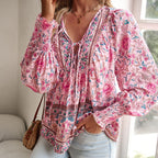 💖LAST DAY SALE 49% OFF💖Women's Fashion Printed v-Neck Long Sleeve Shirt