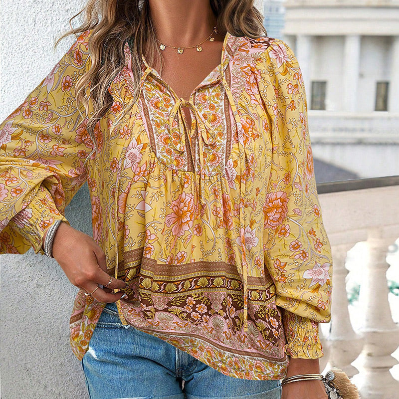 💖LAST DAY SALE 49% OFF💖Women's Fashion Printed v-Neck Long Sleeve Shirt
