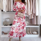 🌼Floral Print Off-Shoulder Top & Maxi Skirt Two-Piece Set👒